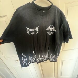 Civil Regime Black Graphic Tee with White Flame Design